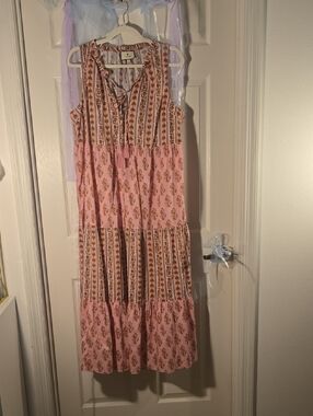 Tuckernuck Pink Floral Tiered Maxi Dress